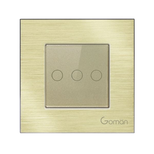 Công tắc đèn WIFI mặt đôi 3 nút Goman GM86-W2DB3
