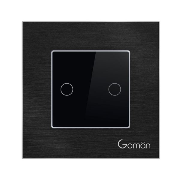 Công tắc Wifi mặt nhôm 2 nút Goman GM-W2G86-222