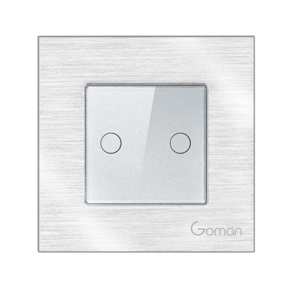 Công tắc thường mặt nhôm 2 nút Goman GM-N2G86-232