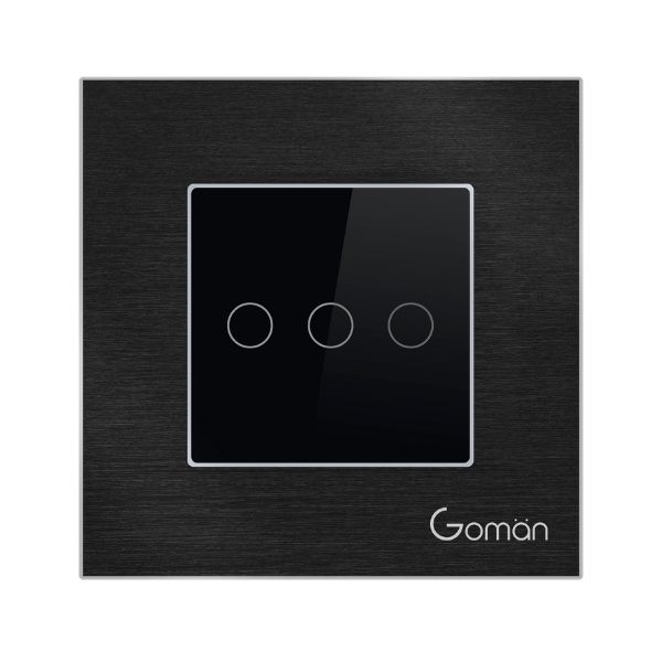 Công tắc wifi mặt nhôm 3 nút Goman GM-W3G86-223